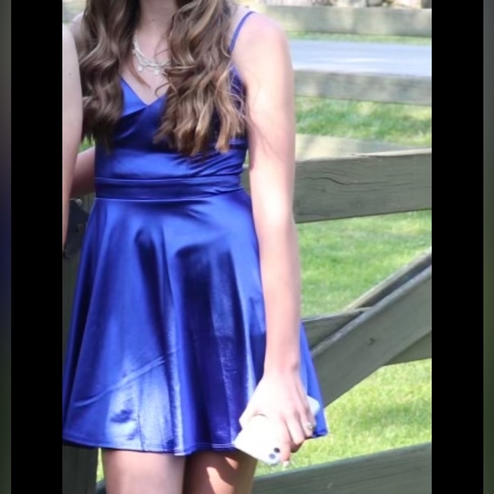 Homecoming Blue Satin Dress